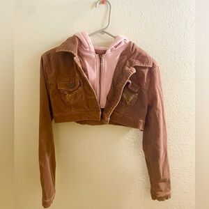 Cropped Hoodie in Brown and Pink